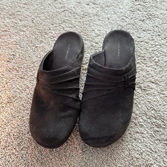 Croft & Barrow Gray Suede Leather Slip On Clogs Size 8.5 Comfort Shoes Mules - Picture 2 of 11